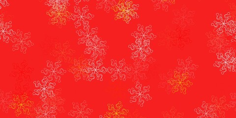 Light orange vector doodle template with flowers.
