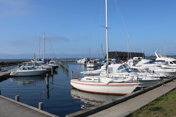 Fototapeta na wymiar Mullerup city harbor and beach in west Zealand, Denmark.