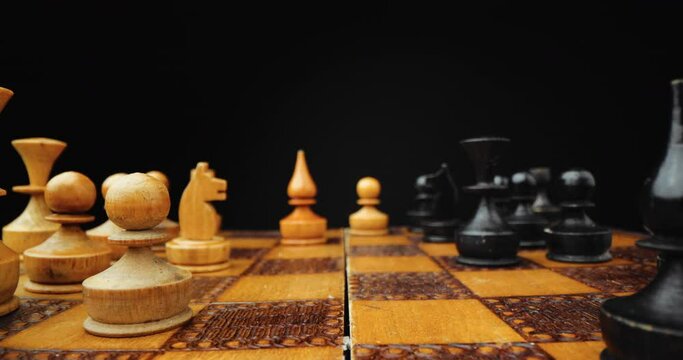 Chess board game and chess figures for ideas and competition and strategy, business success concept