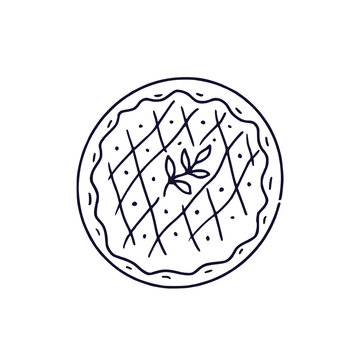 recommend clip art: Pie icon. Homemade bakery logo in line art. Top view.