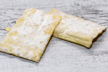 traditional sweet crisp pastry, deep fried for Carnaval, Italian chiacchiere 