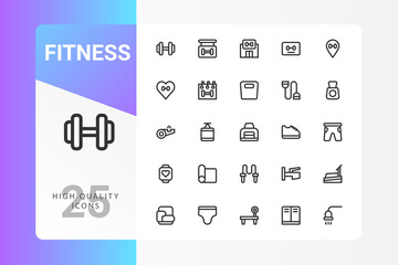 Fitness icon pack for your web site design, logo, app, UI. Vector graphics illustration and editable stroke. EPS 10.