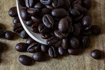 coffee beans in a spoon