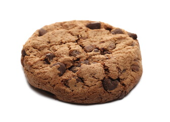 Round chocolate cookies isolated on white background