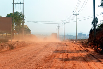 Red dirt road with orange dust, off-road 1