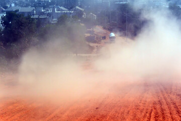 Red dirt road with orange dust, off-road 2