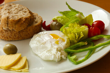 Benedict egg  with bread and cheese