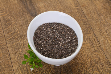 Dietary Chia seeds in the bowl