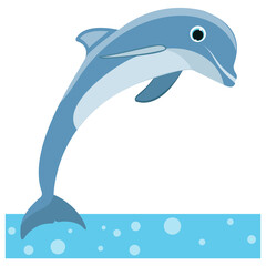 
A jumping dolphin in a sea water 
