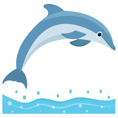 
A jumping dolphin in a sea water 
