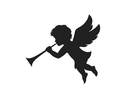 recommend clip art: angel herald with trumpet. christmas symbol. isolated vector image