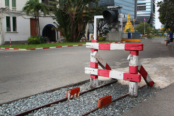 Wooden bump stop on the railway, 2 Phnom Penh station