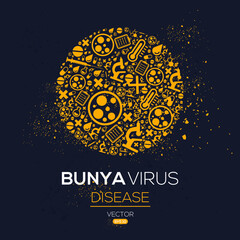 Creative (Bunya virus) disease Banner Word with Icons ,Vector illustration.