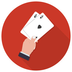 
Handheld ace card showing card trick
