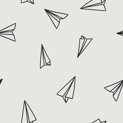 Doodle style seamless paper airplane background illustration in vector format.