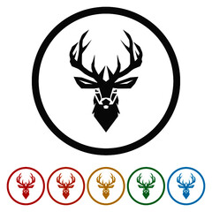 Deer Head Silhouette ring icon, color set