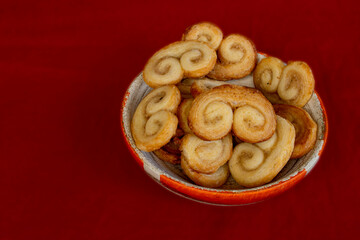 jar with Palmiers cookies - sweet puff pastry