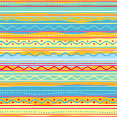 Seamless striped doodle pattern