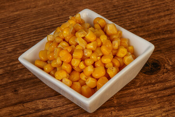Sweet corn seeds in the bowl