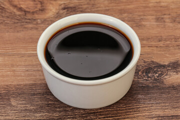 Asian soya sauce in the bowl