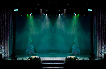 Abstract texture background for design. Stage light and smoke on stage, lighting and spotlights.