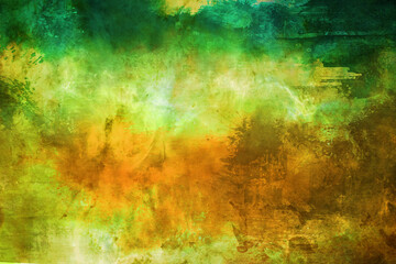 Fototapeta na wymiar 緑と黄色の抽象的ペイントの背景