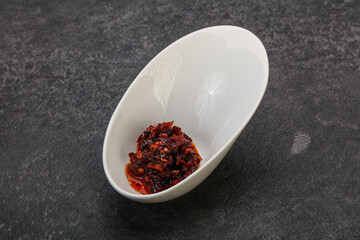 Fried chili pepper sauce with oil
