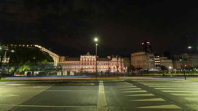 Night timelapses with Casa Rosada in the background