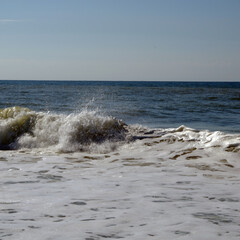 Crashing waves at beach