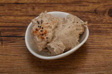 Herring butter spread in the bowl