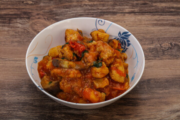 Chicken with oyster sauce and vegetables