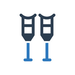 crutches icon - walking stick icon sign symbol vector