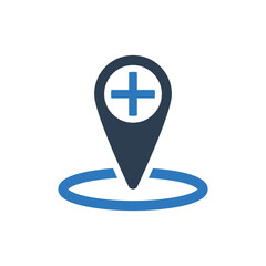 Obraz premium medical location map pin icon - Hospital location map pin icon