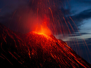 Stromboli. The whole crater area covered by gleaming meterial © Roland