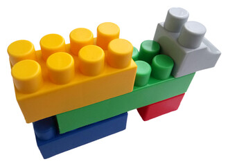 Fototapeta premium colored details of toy building blocks isolated on white background