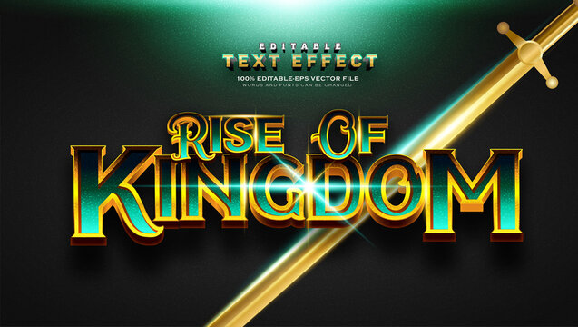 Vintage Green Gold Rise Of Kingdom Text Effect