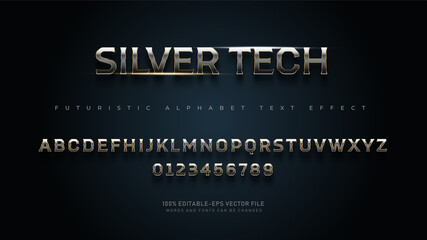 Modern Futuristic Silver Tech alphabet fonts with Text Effect © Vectory