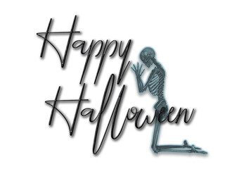 Beschriftung, Happy Halloween, Skelett,  Feiertag, Grafik
