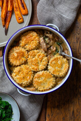 Chicken cobbler with thyme scones topping