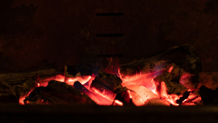 
Close up of burning coals in a barbecue