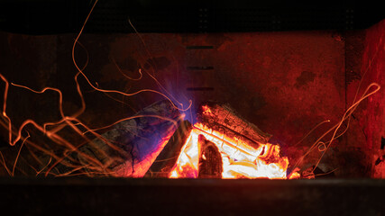 
Close up of burning coals in a barbecue