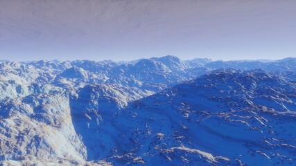 Obraz premium alien planet in space, science fiction landscape, 3d render 