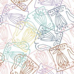 Seamless vector pattern of traditional ornamental big cup with flower in pastel