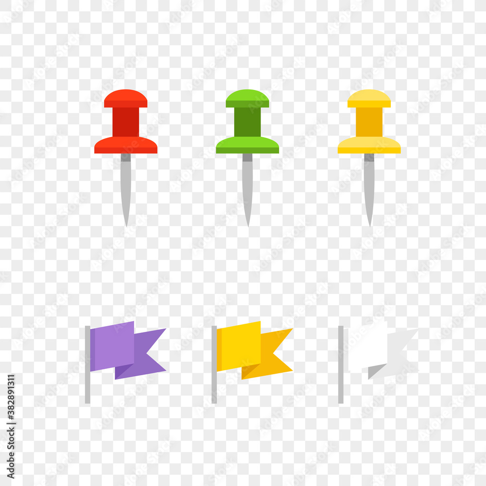 Poster Navigation pins and flags isolated on transparent background