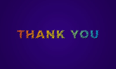 Thank you text lettering with scribble style isolated on blue background.