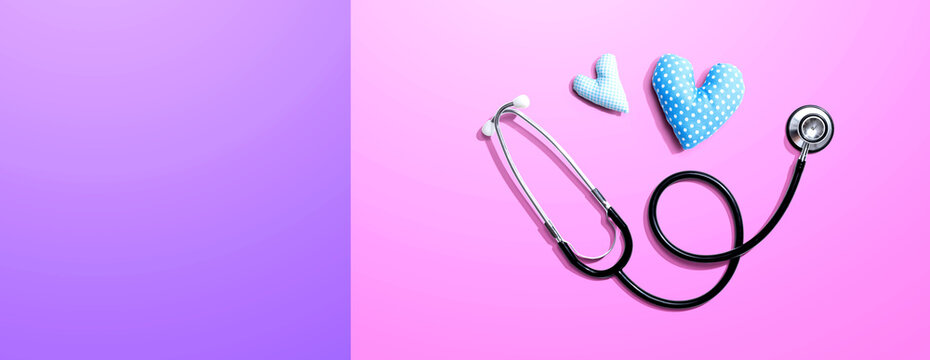 Medical Worker Appreciation Theme With Hearts And A Stethoscope