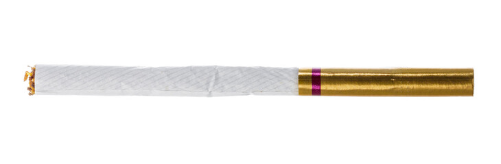 One unlit cigarette isolated on white background