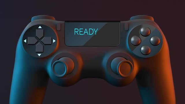 Game pad with "READY GO" on the screen, 3d rendering.