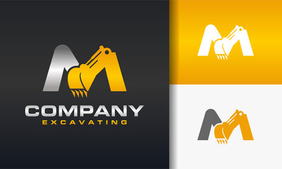 excavator letter M logo © Hasim