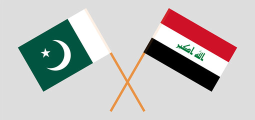 Crossed flags of Iraq and Pakistan